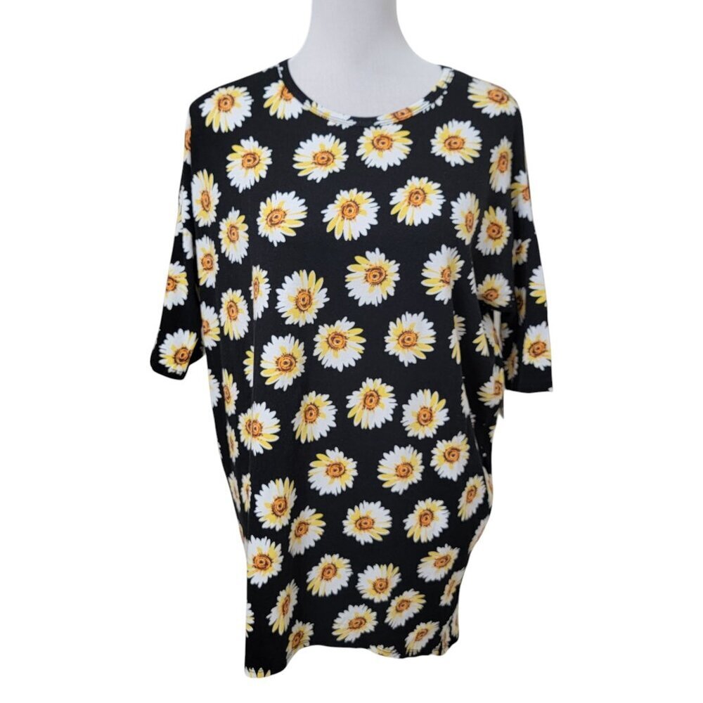 LuLaRoe Size XS Black with Daisy Pattern "IRMA" T… - image 1